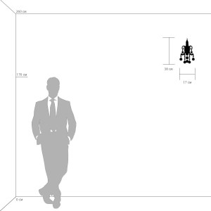 708614 (MB 300019-1) Бра ELEGANTE 1х60W E14 ХРОМ (в комплекте) схема в масштабе