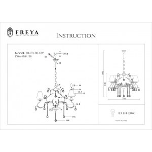 Схема Подвесная люстра FR3403-PL-08-WG в стиле флористика