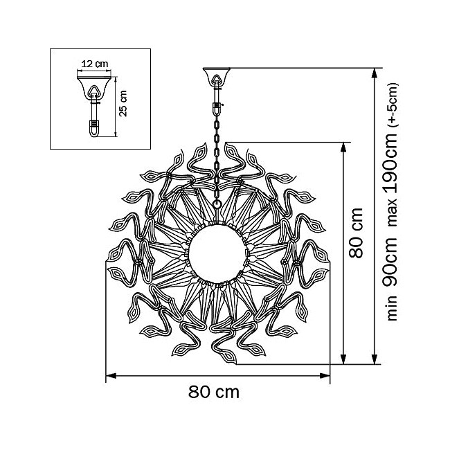 Схема Подвесная люстра - 890184 - Lightstar Схема Подвесная люстра 890184 в стиле модерн